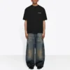 Tricou pentru bărbați Balenciaga FW21 cu imprimeu logo, stil retro, cu mânecă scurtă, negru 612966TIVG51070