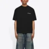 Tricou pentru bărbați Balenciaga FW21 cu imprimeu logo, stil retro, cu mânecă scurtă, negru 612966TIVG51070