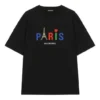 Tricou pentru bărbați Balenciaga Paris Love, cu imprimeu, mânecă scurtă, negru 594579TGV431000
