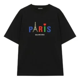 Tricou pentru bărbați Balenciaga Paris Love, cu imprimeu, mânecă scurtă, negru 594579TGV431000 Tricou pentru bărbați Balenciaga Paris Love, cu imprimeu, mânecă scurtă, negru 594579TGV431000