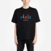 Tricou pentru bărbați Balenciaga Paris Love, cu imprimeu, mânecă scurtă, negru 594579TGV431000