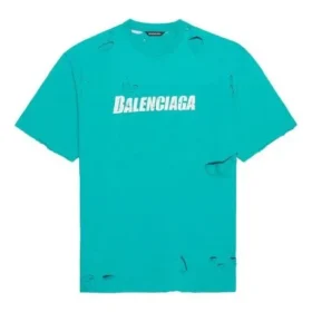 Tricou pentru bărbați Balenciaga SS21 cu imprimeu alfabetic, guler rotund și mâneci scurte, verde 651795TKVB84661 Tricou pentru bărbați Balenciaga SS21 cu imprimeu alfabetic, guler rotund și mâneci scurte, verde 651795TKVB84661