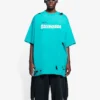 Tricou pentru bărbați Balenciaga SS21 cu imprimeu alfabetic, guler rotund și mâneci scurte, verde 651795TKVB84661