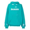 Tricou pentru bărbați Balenciaga SS21 cu imprimeu clasic cu litere și găuri, albastru cer 659403TKVB64661
