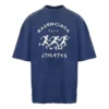 Tricou pentru bărbați Balenciaga SS21 cu imprimeu de alergare și logo, croială lejeră, mânecă scurtă, albastru 641614TJVK64866