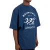 Tricou pentru bărbați Balenciaga SS21 cu imprimeu de alergare și logo, croială lejeră, mânecă scurtă, albastru 641614TJVK64866