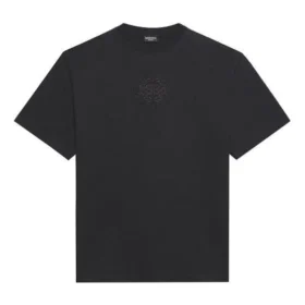 Tricou pentru bărbați Balenciaga SS21 cu imprimeu logo, croi lejer, guler rotund și mâneci scurte, negru 641675TKV711069 Tricou pentru bărbați Balenciaga SS21 cu imprimeu logo, croi lejer, guler rotund și mâneci scurte, negru 641675TKV711069