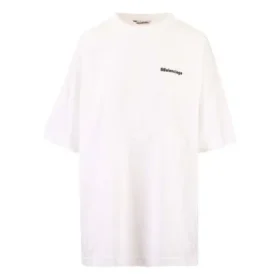 Tricou pentru bărbați Balenciaga SS21 din bumbac, cu logo, guler rotund și mâneci scurte, alb 641655TJV879040 Tricou pentru bărbați Balenciaga SS21 din bumbac, cu logo, guler rotund și mâneci scurte, alb 641655TJV879040