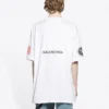 Tricou pentru bărbați Balenciaga x NASA Crossover FW21, croi larg, guler rotund, mânecă scurtă, alb 651795TKVD79040