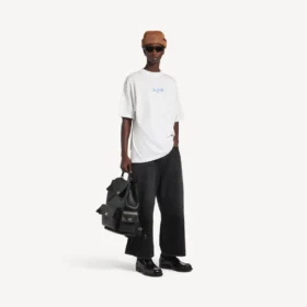 Tricou pentru bărbați, croială medie, cu imprimeu schițat, de culoare albă