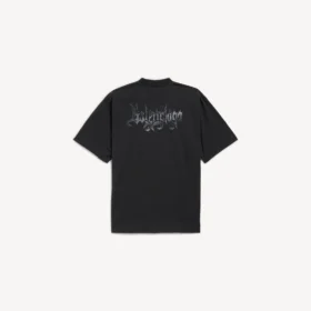 Tricou pentru bărbați, croială medie, cu imprimeu schițat, de culoare neagră