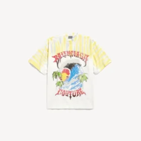 Tricou pentru bărbați cu imprimeu „extreme tie dye” și croială medie, de culoare albă Tricou pentru bărbați cu imprimeu „extreme tie dye” și croială medie, de culoare albă