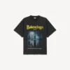 Tricou pentru bărbați „The Address” cu croială medie, în negru spălat