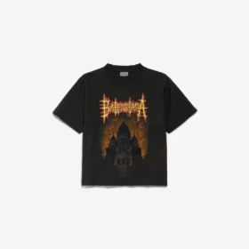 Tricou pentru femei Balenciaga Sacra Cœur cu croială medie, de culoare neagră