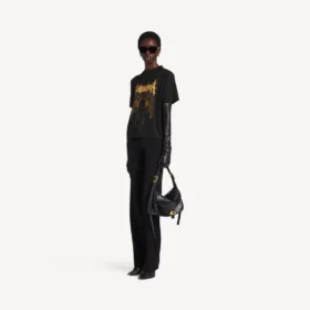Tricou pentru femei Balenciaga Sacra Cœur cu croială medie, de culoare neagră