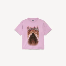 Tricou pentru femei Balenciaga Sacra Cœur cu croială medie, în nuanța roz vechi