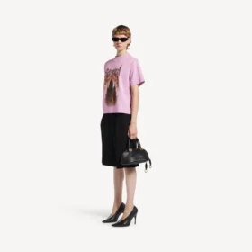 Tricou pentru femei Balenciaga Sacra Cœur cu croială medie, în nuanța roz vechi