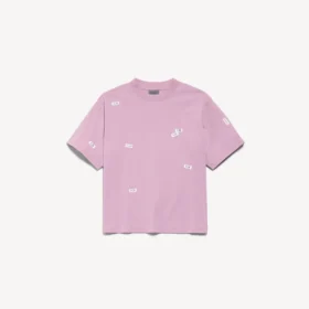 Tricou pentru femei cu 520 de autocolante, croială medie, în roz vechi/alb