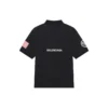 Tricou Polo pentru bărbați Balenciaga x NASA Crossover FW21, din bumbac cu imprimeu spațial, culoare solidă, negru 662493TKVG11070