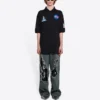 Tricou Polo pentru bărbați Balenciaga x NASA Crossover FW21, din bumbac cu imprimeu spațial, culoare solidă, negru 662493TKVG11070