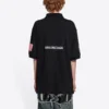 Tricou Polo pentru bărbați Balenciaga x NASA Crossover FW21, din bumbac cu imprimeu spațial, culoare solidă, negru 662493TKVG11070