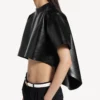 Tricou scurt cu trenă pentru femei, negru