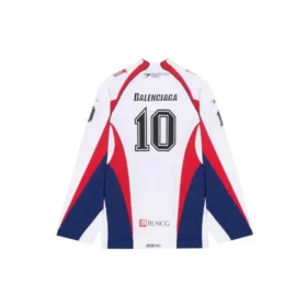 Tricou sportiv de hochei Balenciaga SS21 pentru bărbați, cu mâneci lungi, din plasă, alb 657105TKV248090