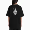 Tricou SS21 Drip Peace cu imprimeu, croială largă, negru 641655TKVA11012