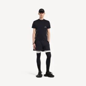 Tricou techwear pentru bărbați, cu mâneci scurte, în culorile bleumarin/alb