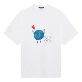 Tricou unisex alb cu mânecă scurtă, croială largă, țesătură simplă, stil retro, colecția SS21 657059TKV949000