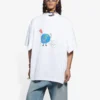 Tricou unisex alb cu mânecă scurtă, croială largă, țesătură simplă, stil retro, colecția SS21 657059TKV949000