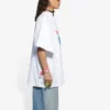Tricou unisex alb cu mânecă scurtă, croială largă, țesătură simplă, stil retro, colecția SS21 657059TKV949000