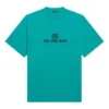 Tricou unisex cu mânecă scurtă, albastru, cu logo mozaic, litere BB, găuri largi și aspect uzat 651795TKVF53660