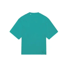 Tricou unisex cu mânecă scurtă, albastru, cu logo mozaic, litere BB, găuri largi și aspect uzat 651795TKVF53660