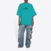 Tricou unisex cu mânecă scurtă, albastru, cu logo mozaic, litere BB, găuri largi și aspect uzat 651795TKVF53660