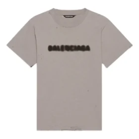 Tricou unisex cu mânecă scurtă, clasic retro, cu logo estompat și decupaje, gri 661705TKVD58174