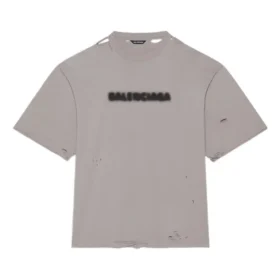 Tricou unisex cu mânecă scurtă, guler rotund, imprimeu cu litere pe fundal uni, gri 661715TKVD58174