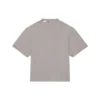 Tricou unisex cu mânecă scurtă, guler rotund, imprimeu cu litere pe fundal uni, gri 661715TKVD58174