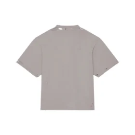 Tricou unisex cu mânecă scurtă, guler rotund, imprimeu cu litere pe fundal uni, gri 661715TKVD58174