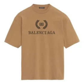 Tricou unisex cu mânecă scurtă și imprimeu BB, de culoare kaki 578139TEV529610