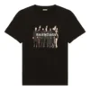 Tricou unisex cu mânecă scurtă, imprimeu retro cu logo și portret al trupei, negru 612965TIVA11000