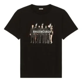 Tricou unisex cu mânecă scurtă, imprimeu retro cu logo și portret al trupei, negru 612965TIVA11000