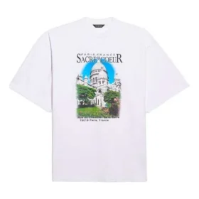Tricou unisex SS21 din bumbac, oversized, alb 641614TJVH69000