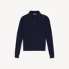 Tricouri Polo tricotate cu mâneci lungi pentru bărbați, de culoare bleumarin